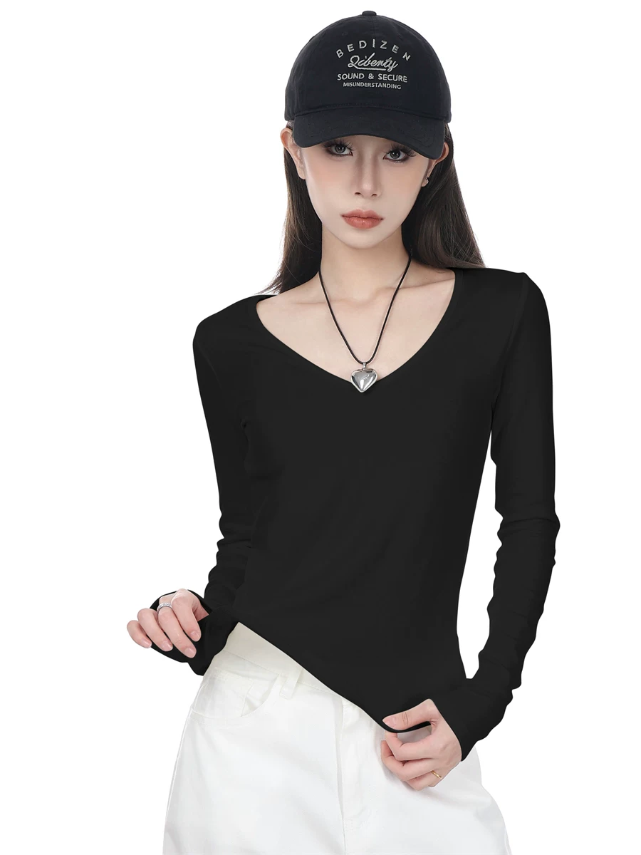 Vネック 長袖Tシャツ 商品写真