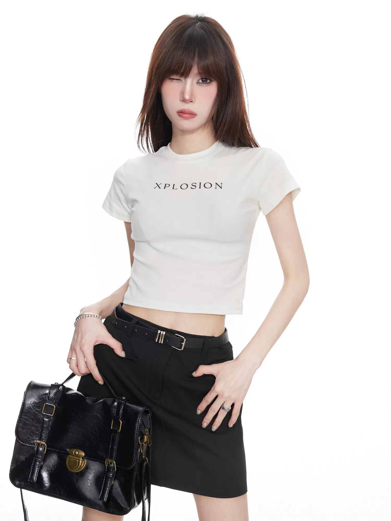 クルーネック ショート丈Tシャツ 商品写真