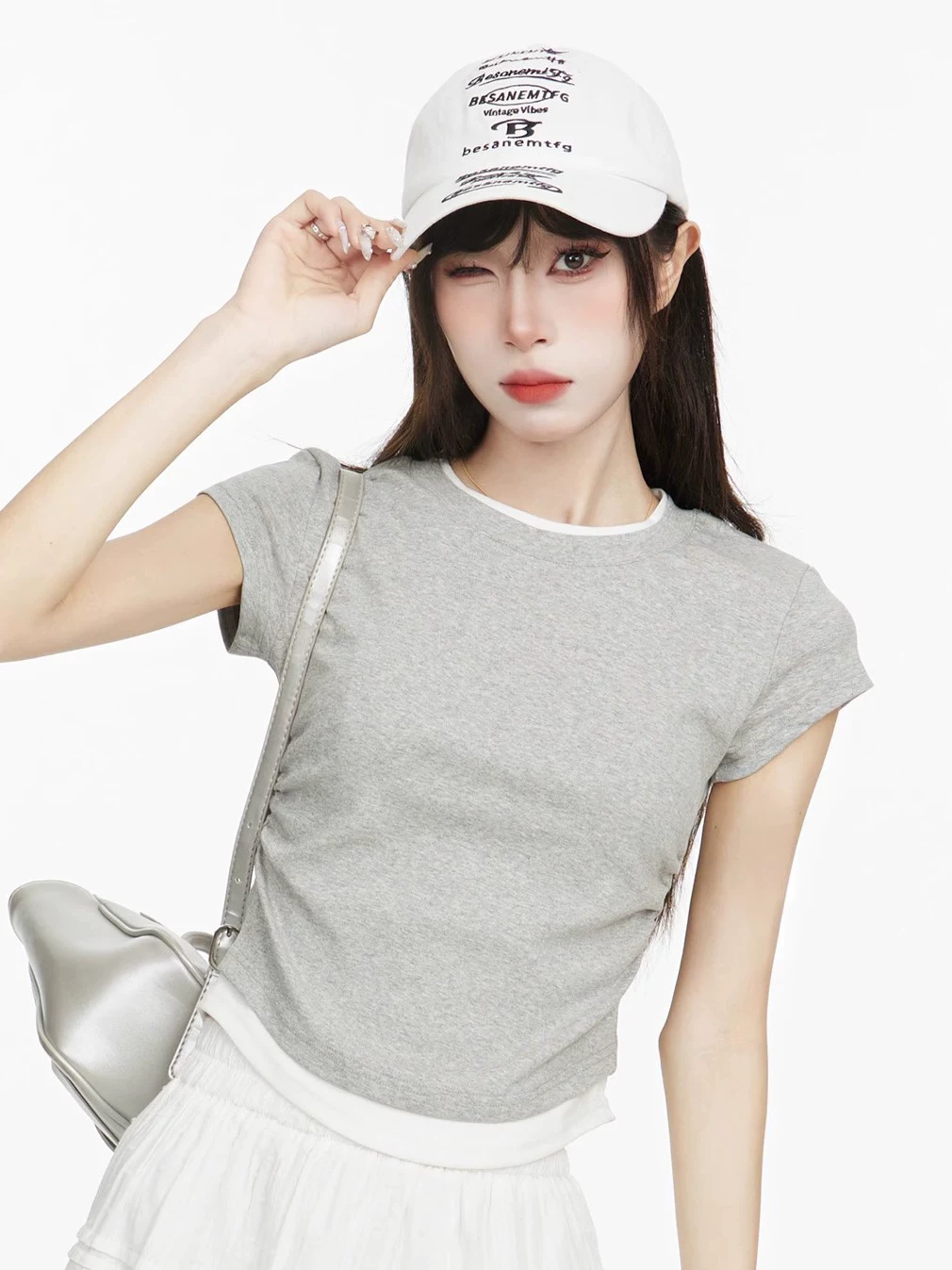 レイヤード風 配色 半袖Tシャツ 商品写真