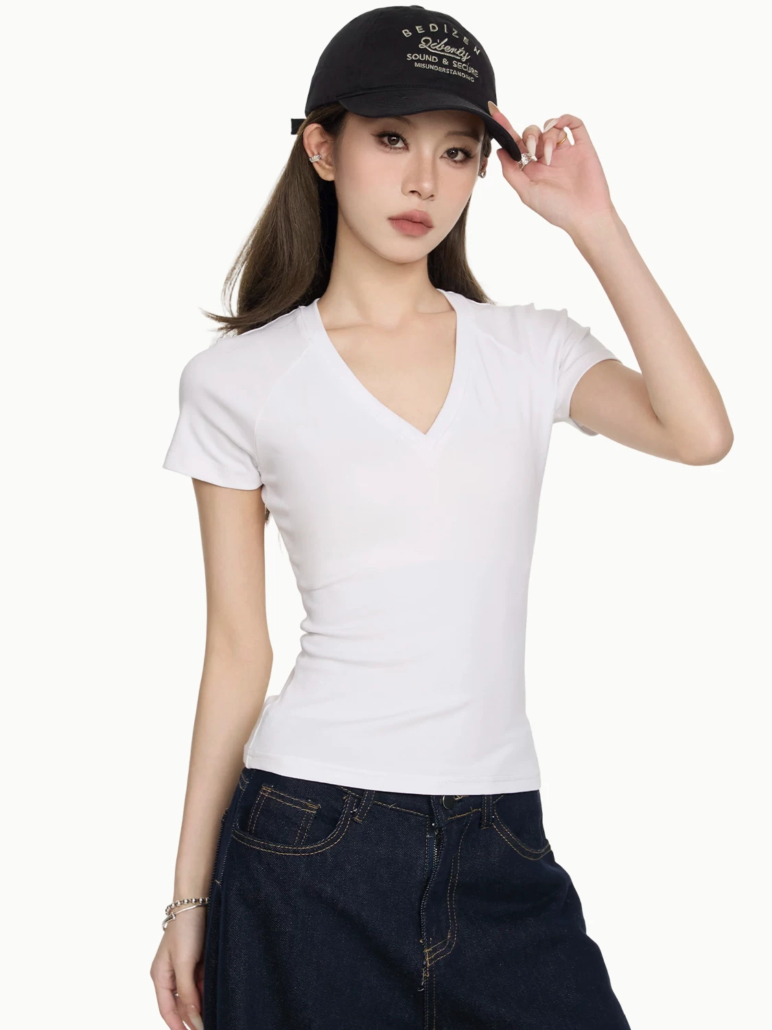 Vネック 半袖Tシャツ 商品写真