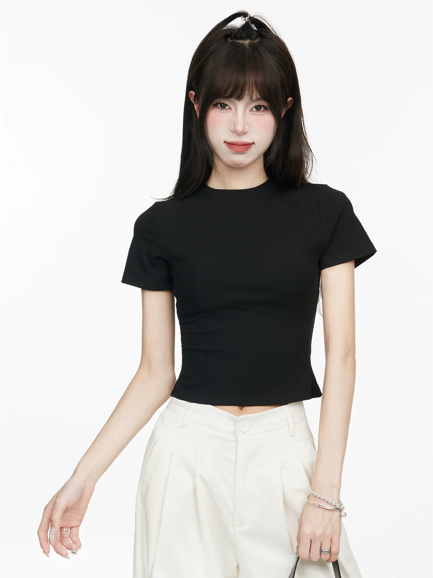 ショート丈 半袖Tシャツ 商品写真