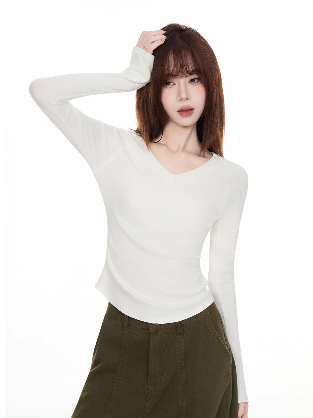 Vネック 長袖Tシャツ 商品写真