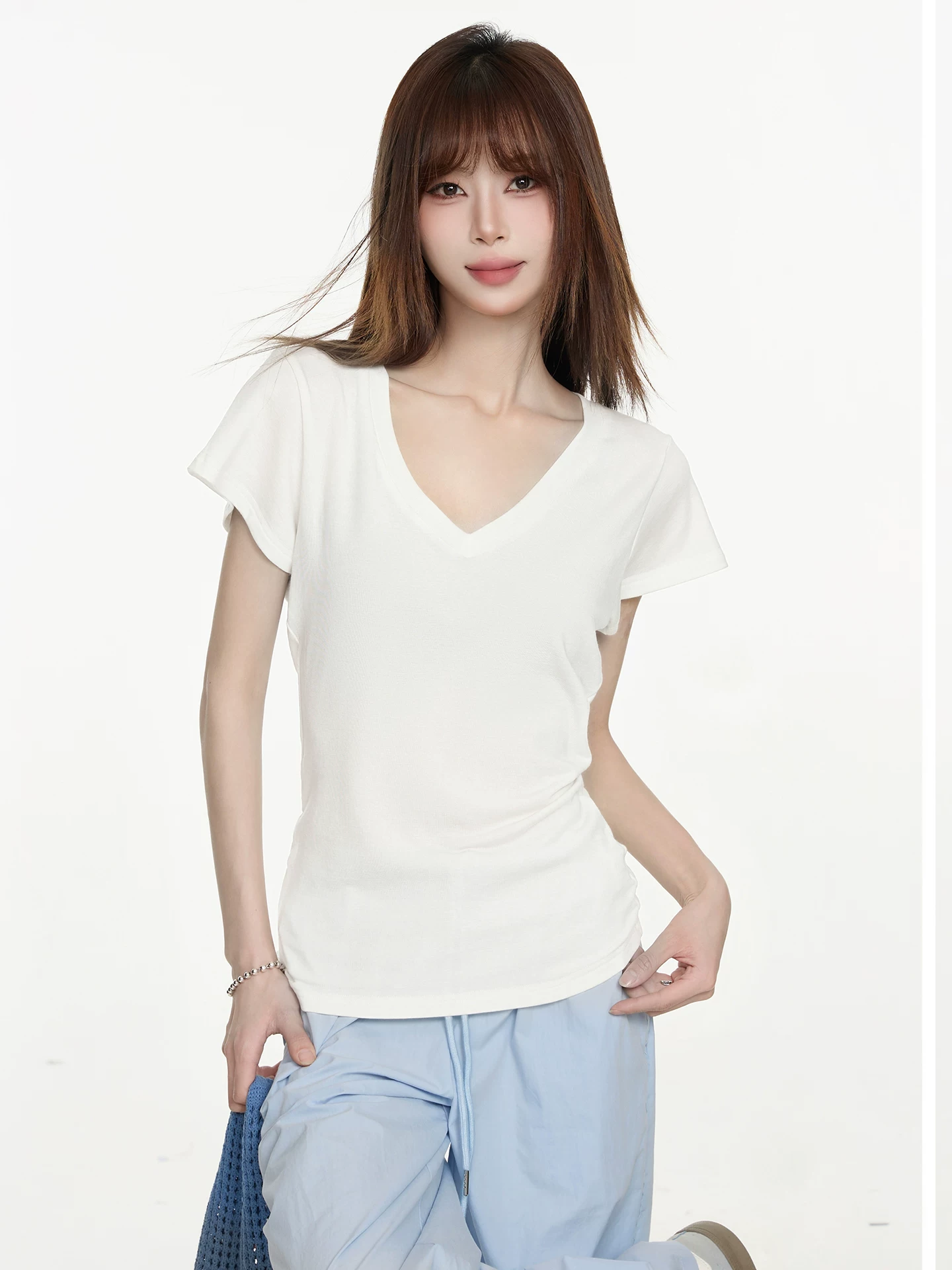 Vネック 半袖Tシャツ 商品写真