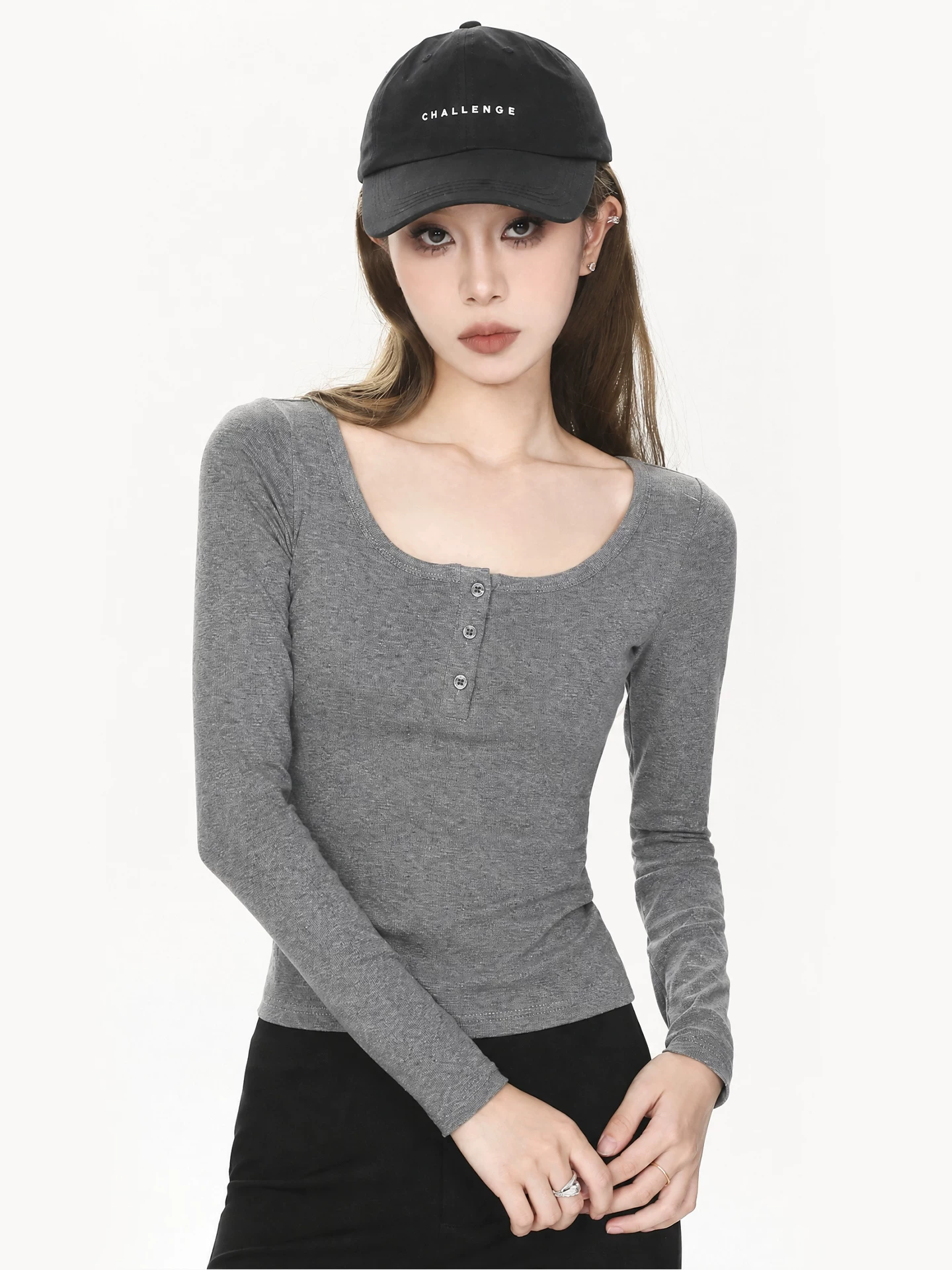 ショート丈 長袖Tシャツ 商品写真