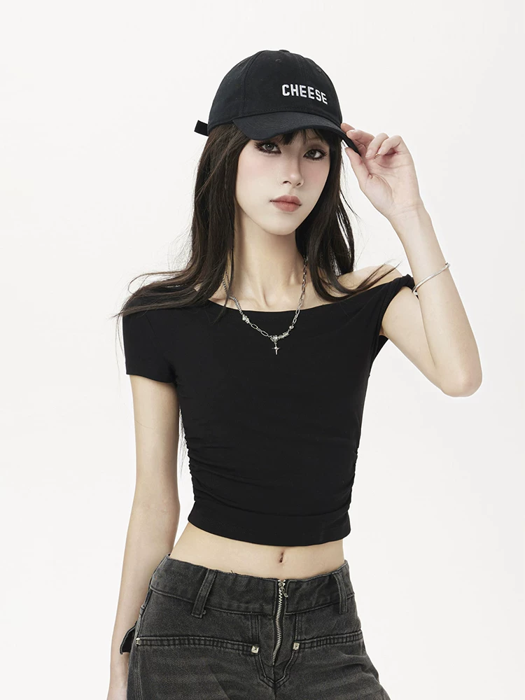 オフショルダー ショート丈 半袖Tシャツ 商品写真