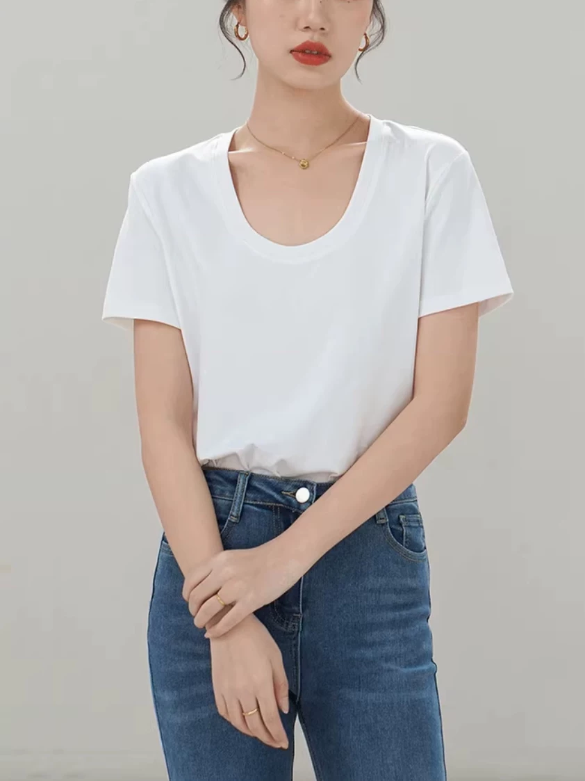 Uネック 半袖Tシャツ 商品写真