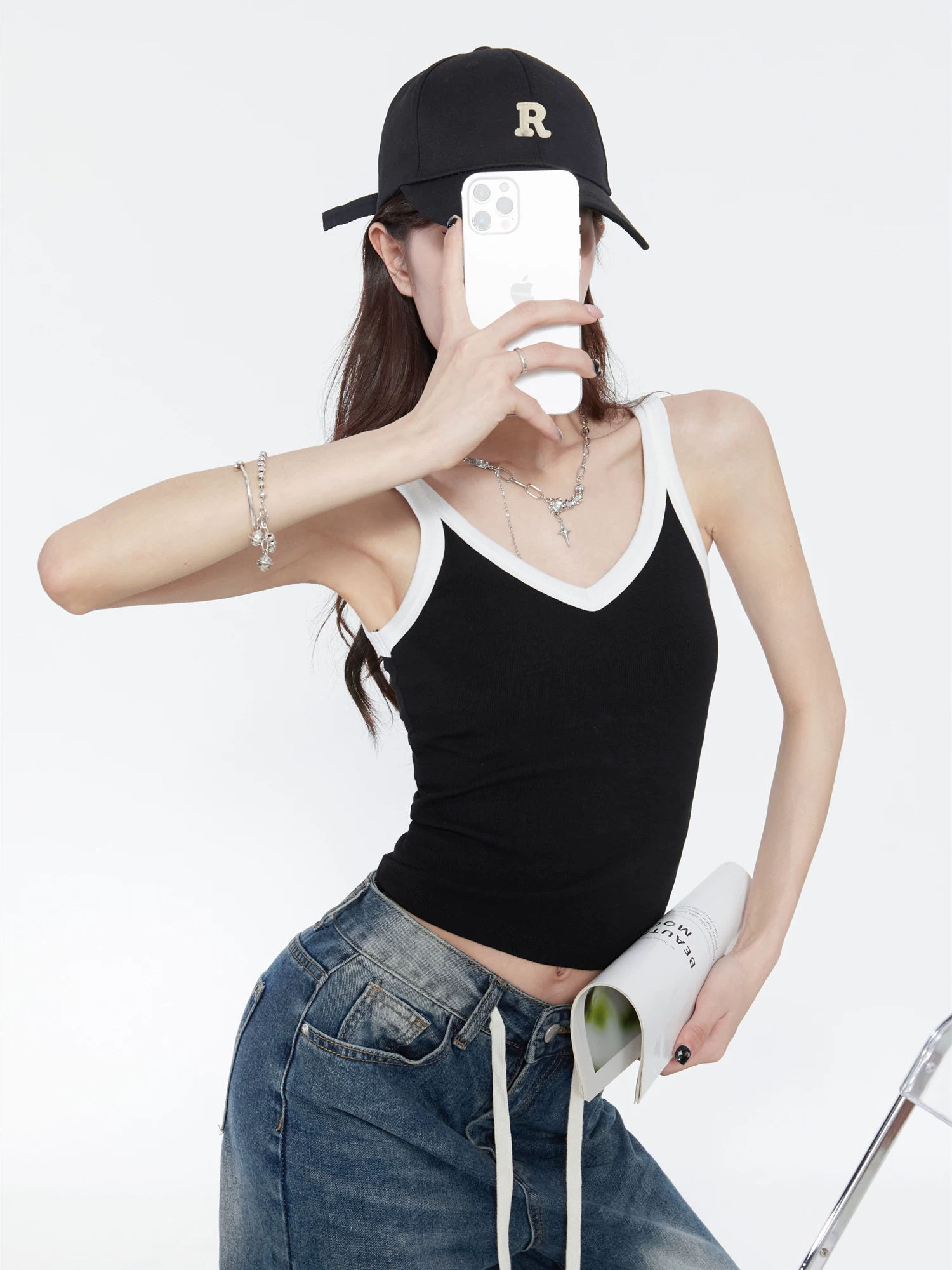 パッド付き Vネックキャミソール 商品写真