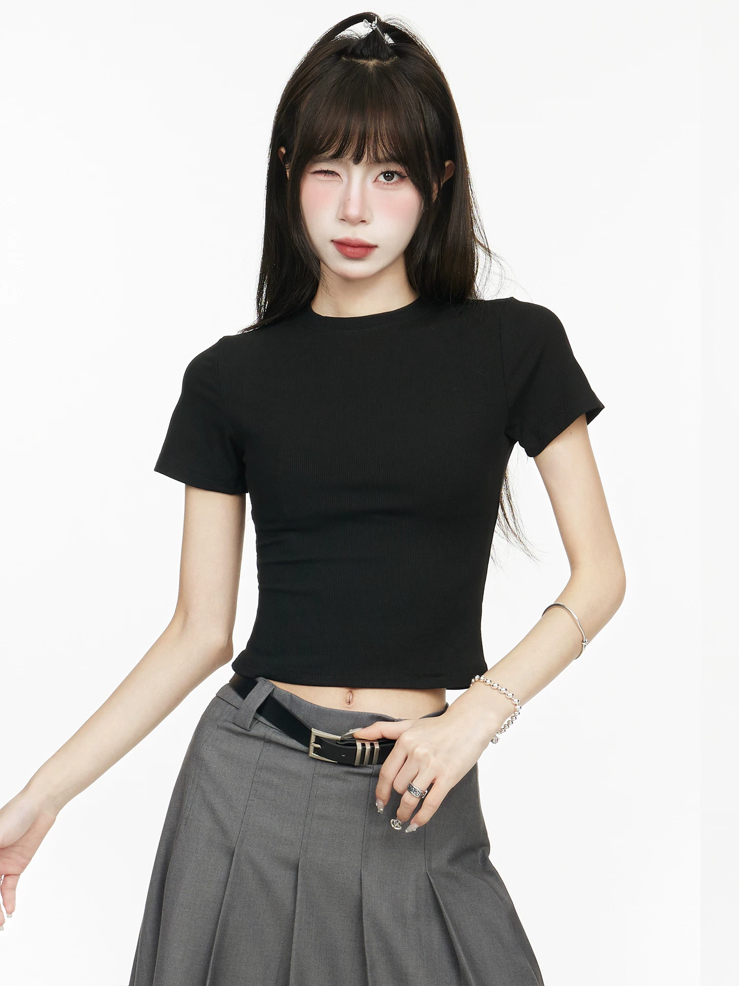ショート丈 半袖Tシャツ 商品写真