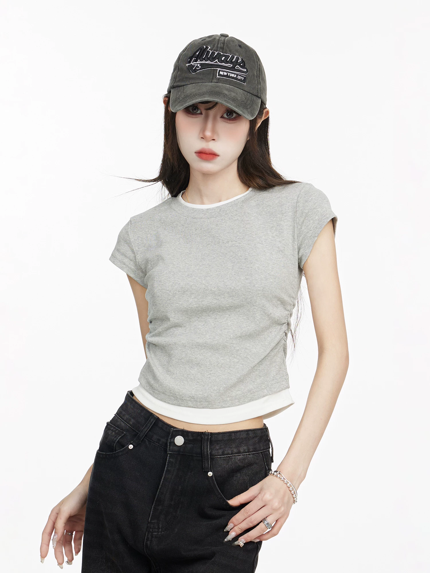 配色 クルーネック半袖Tシャツ 商品写真