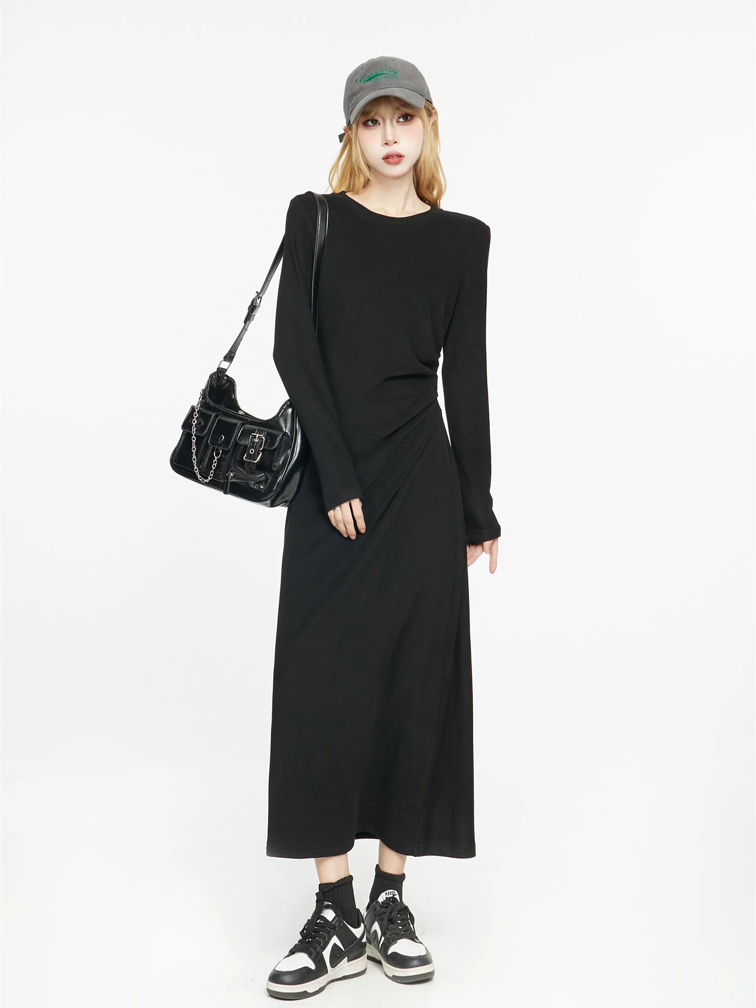 長袖 ニットロングワンピース 商品写真