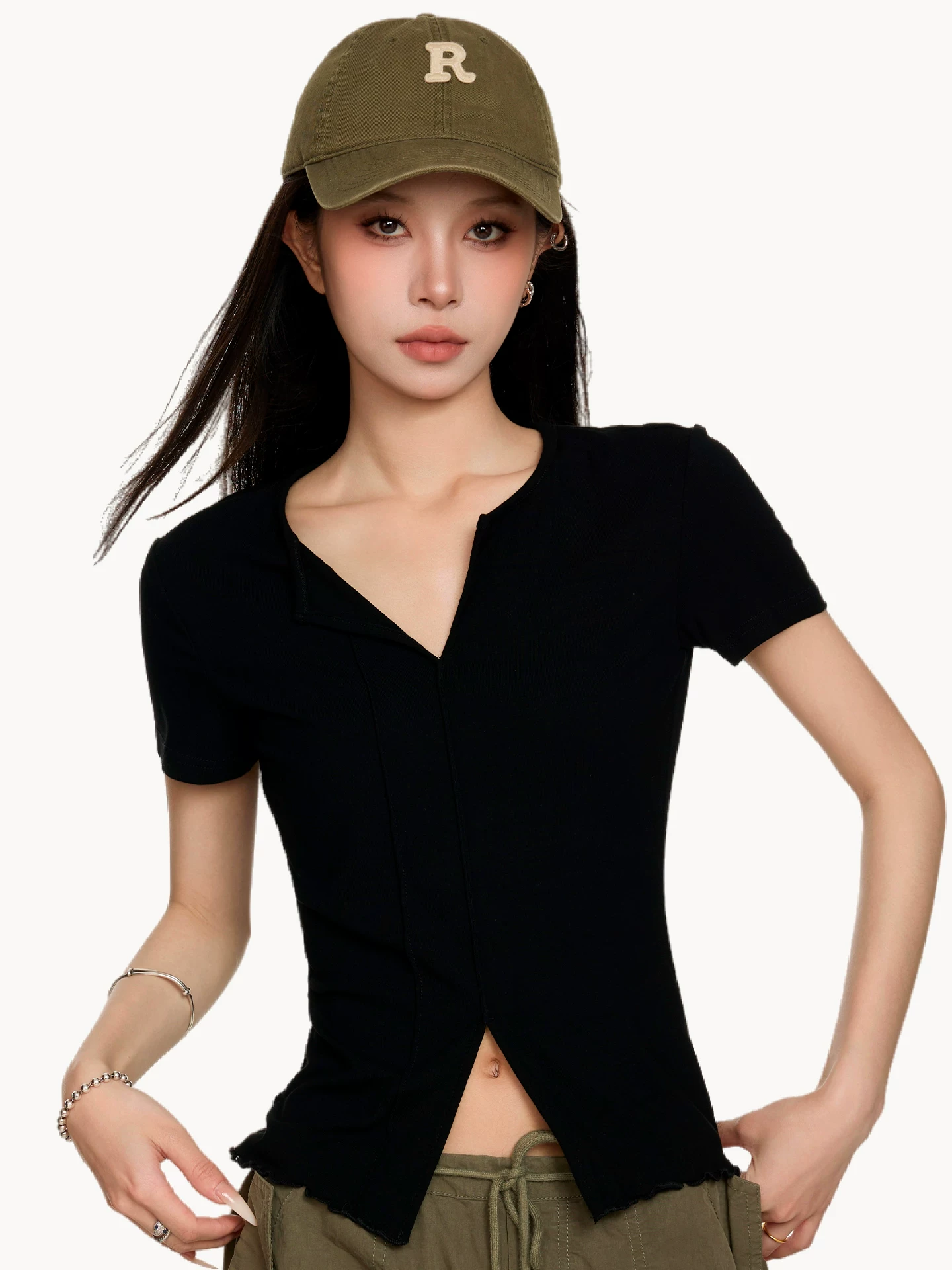 Vネック 半袖Tシャツ 商品写真