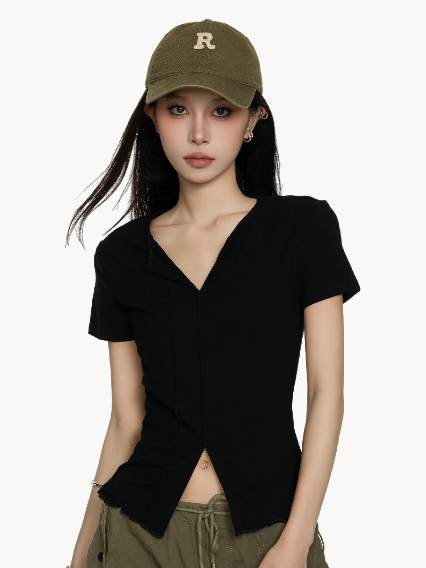 Vネック 半袖Tシャツ 商品写真