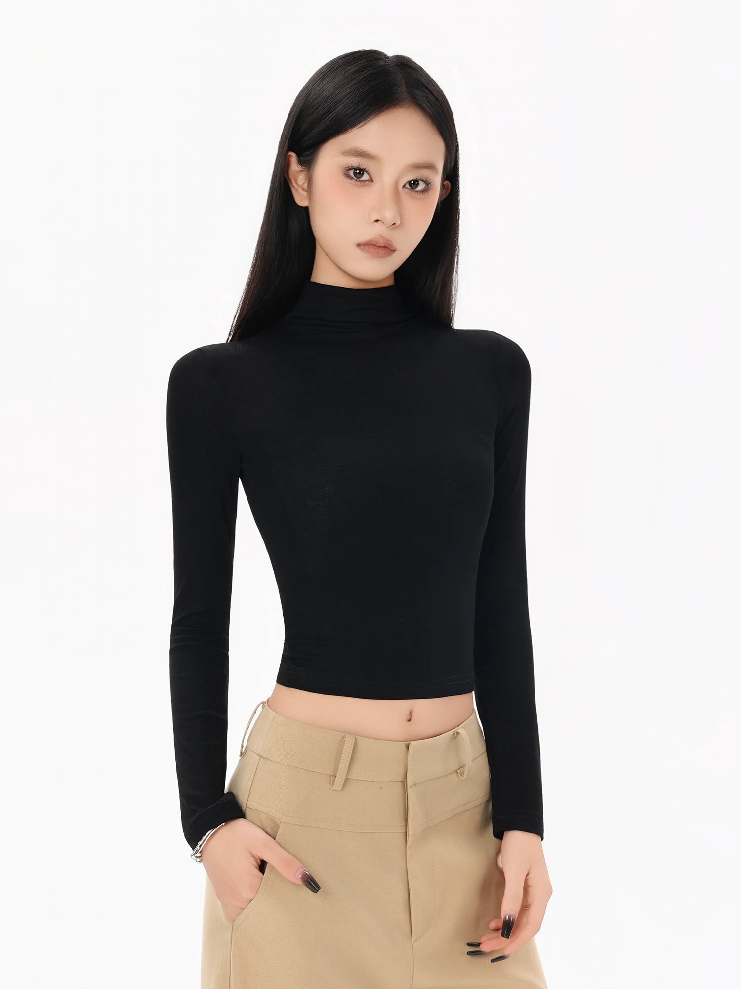 ハイネック 長袖Tシャツ 商品写真