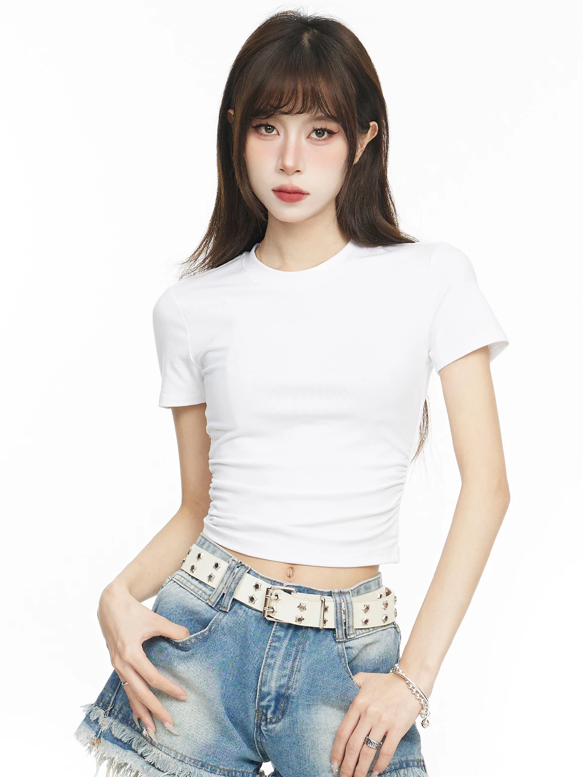 クルーネック ショート丈Tシャツ 商品写真