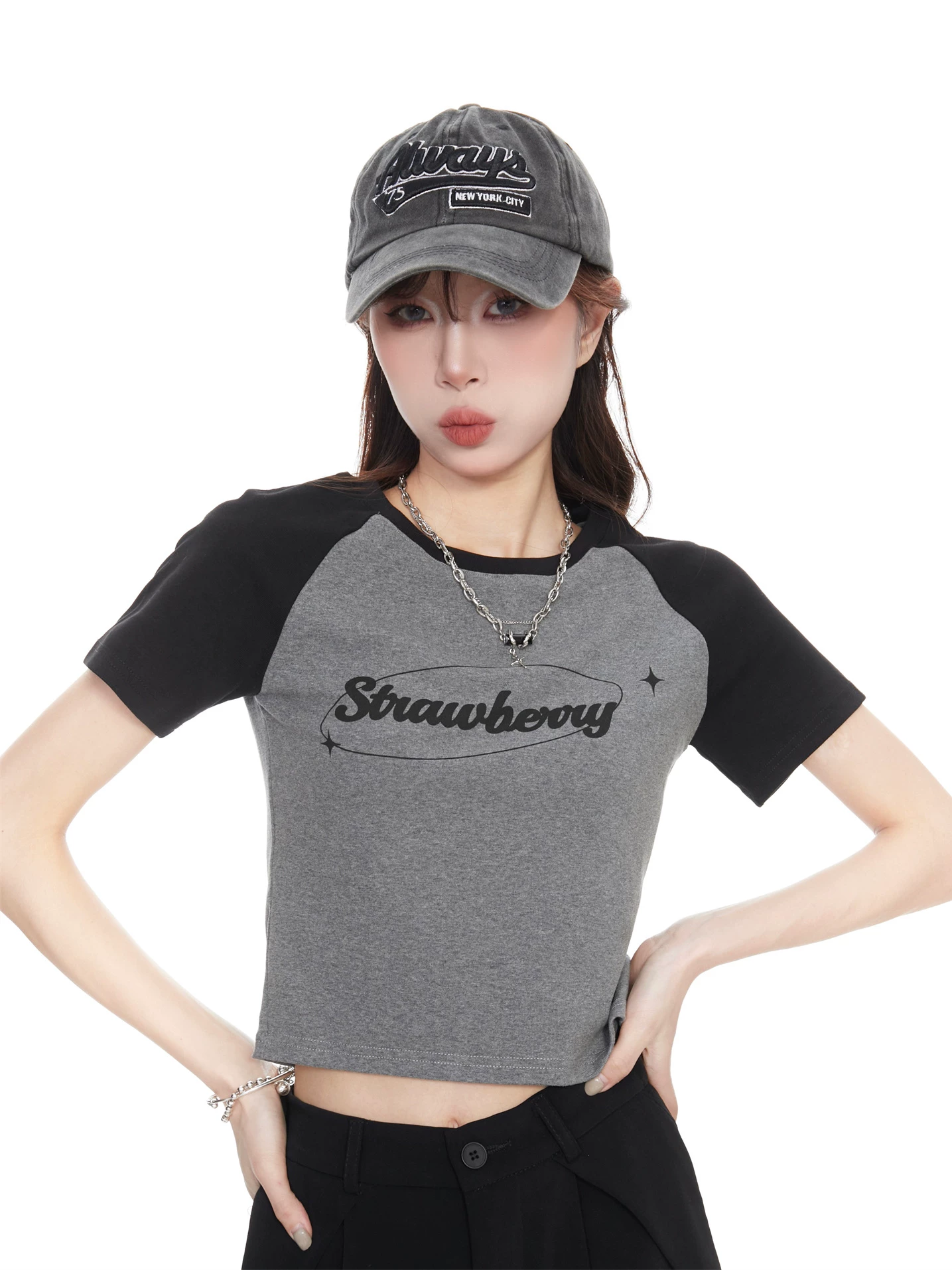 配色 ショート丈 半袖Tシャツ 商品写真