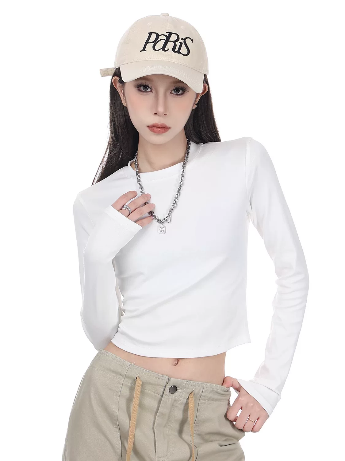クルーネック 長袖Tシャツ 商品写真