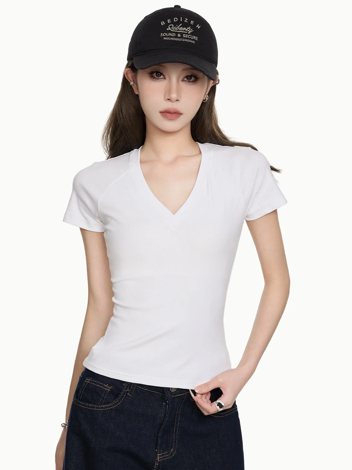 Vネック 半袖Tシャツ 商品写真