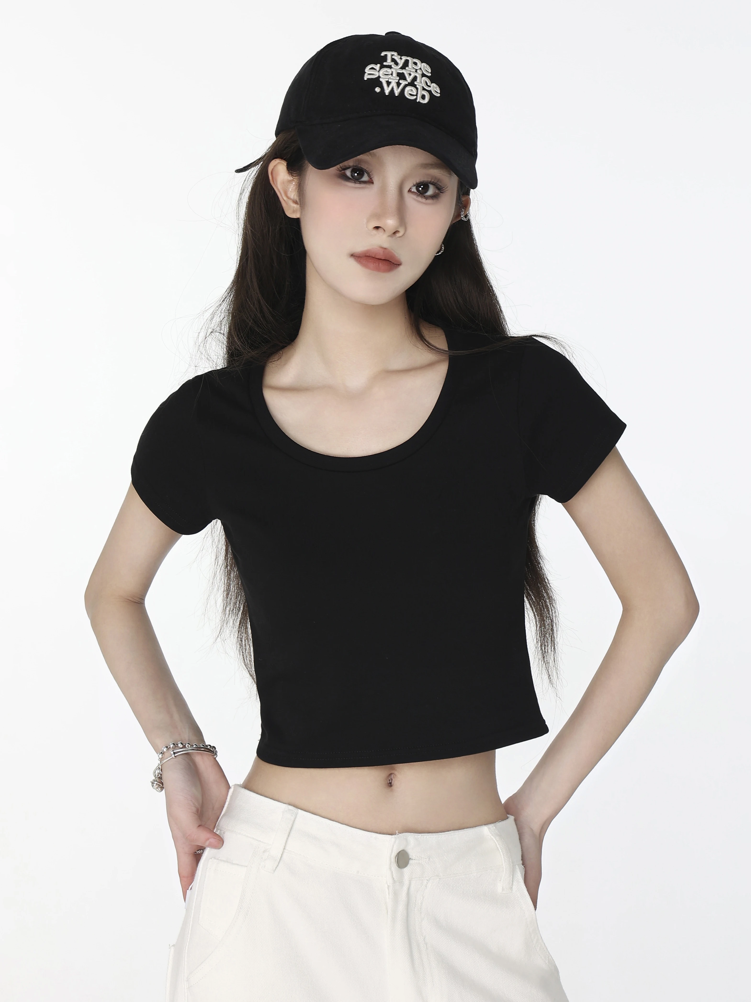 ショート丈 半袖Tシャツ 商品写真
