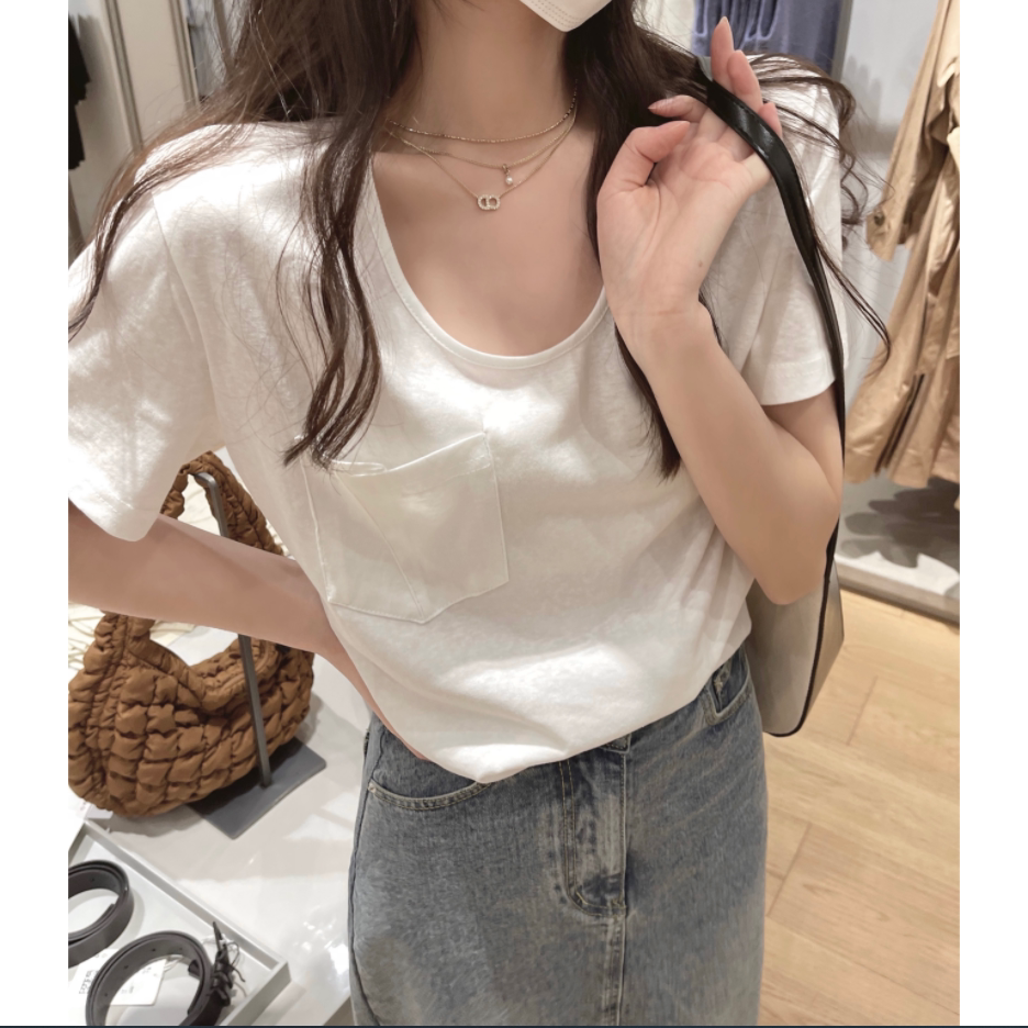 Uネック 半袖Tシャツ 商品写真