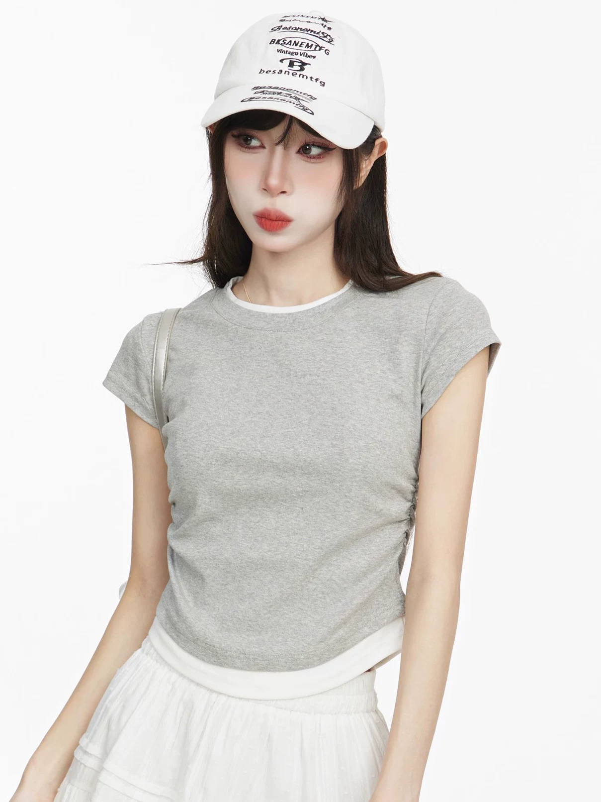 レイヤード風 配色 半袖Tシャツ 商品写真