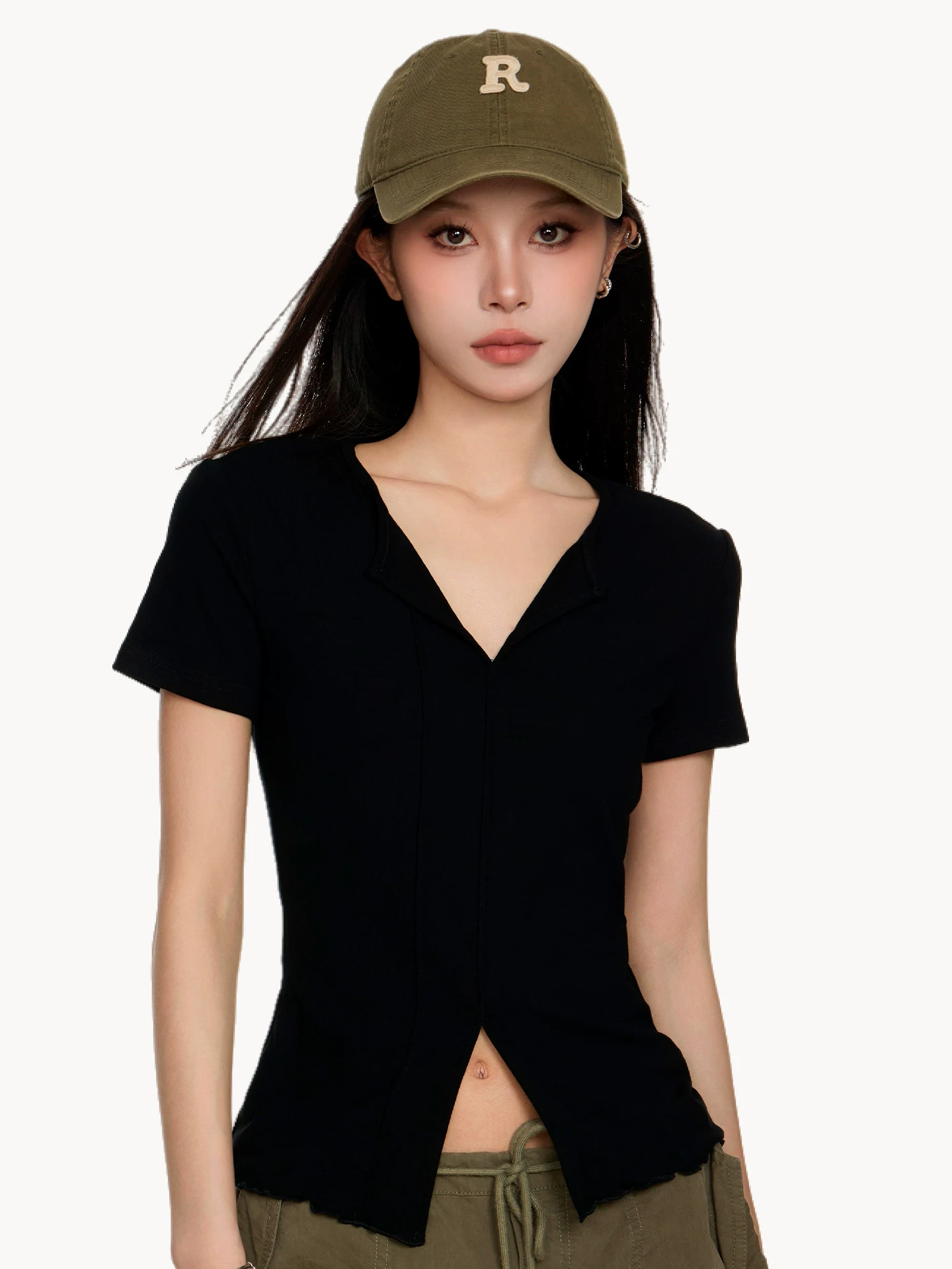 Vネック 半袖Tシャツ 商品写真