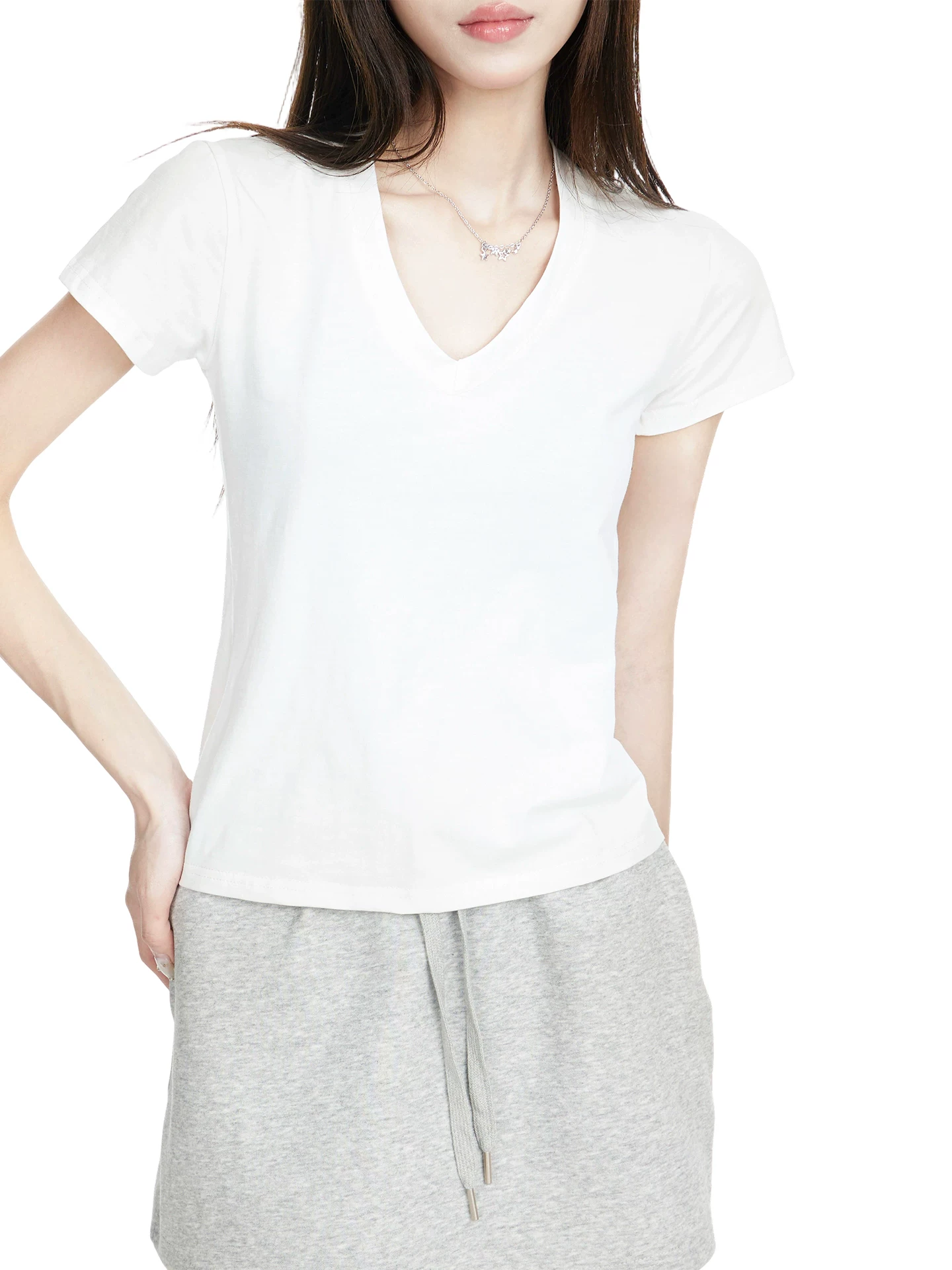 Vネック 半袖Tシャツ 商品写真