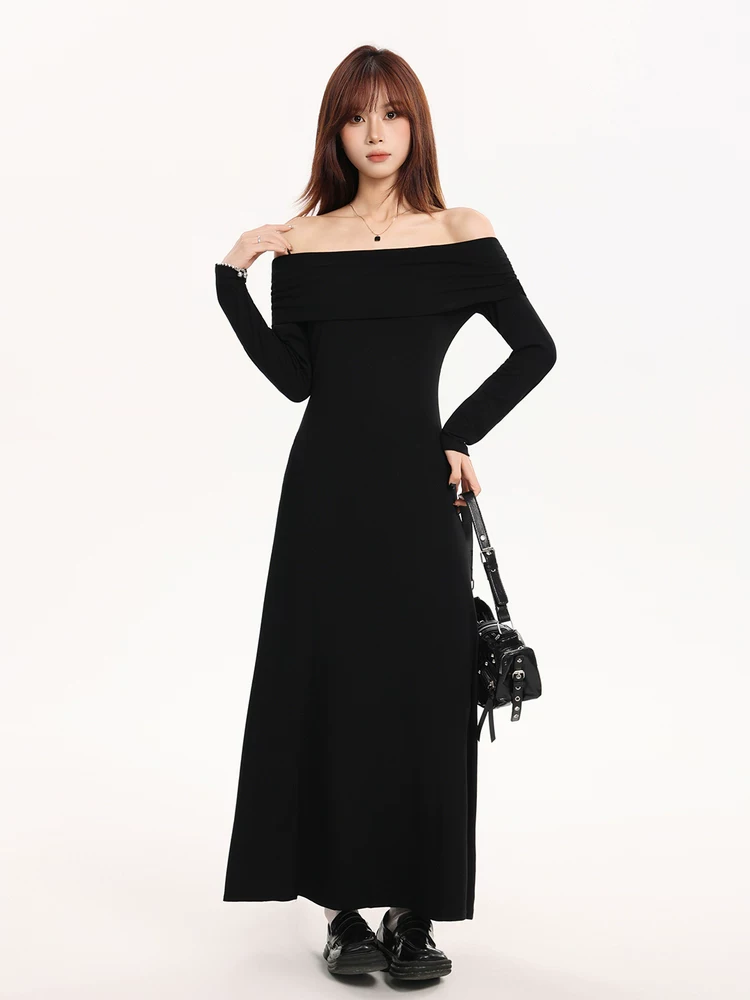 オフショルダー ニットロングワンピース 商品写真