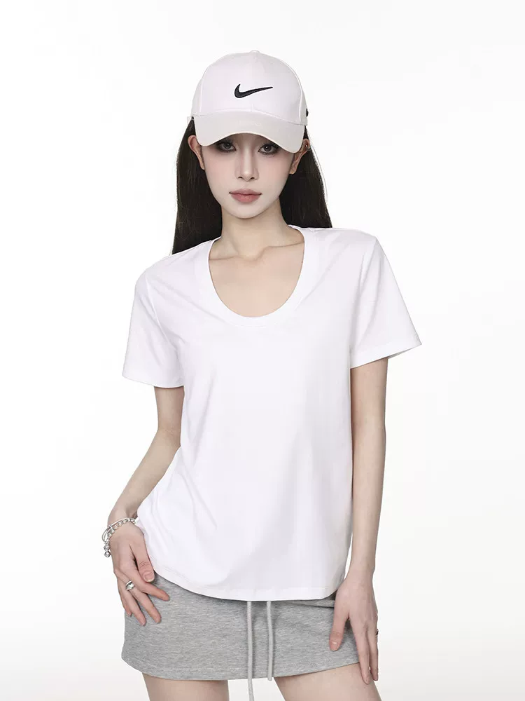 Uネック 半袖Tシャツ 商品写真