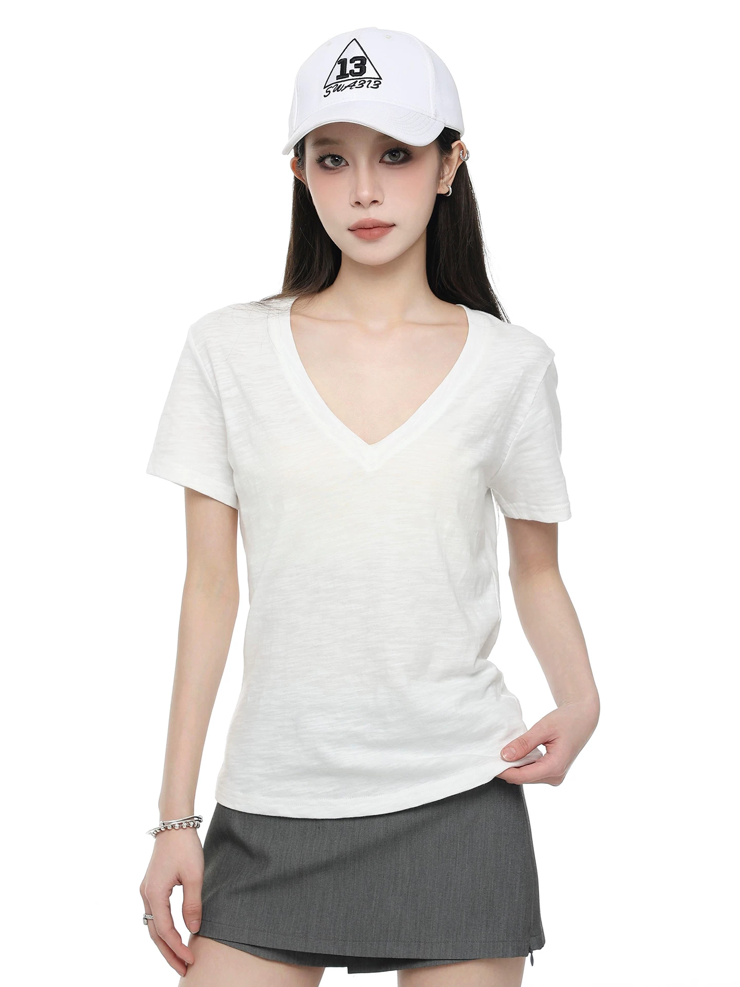 Vネック 半袖Tシャツ 商品写真