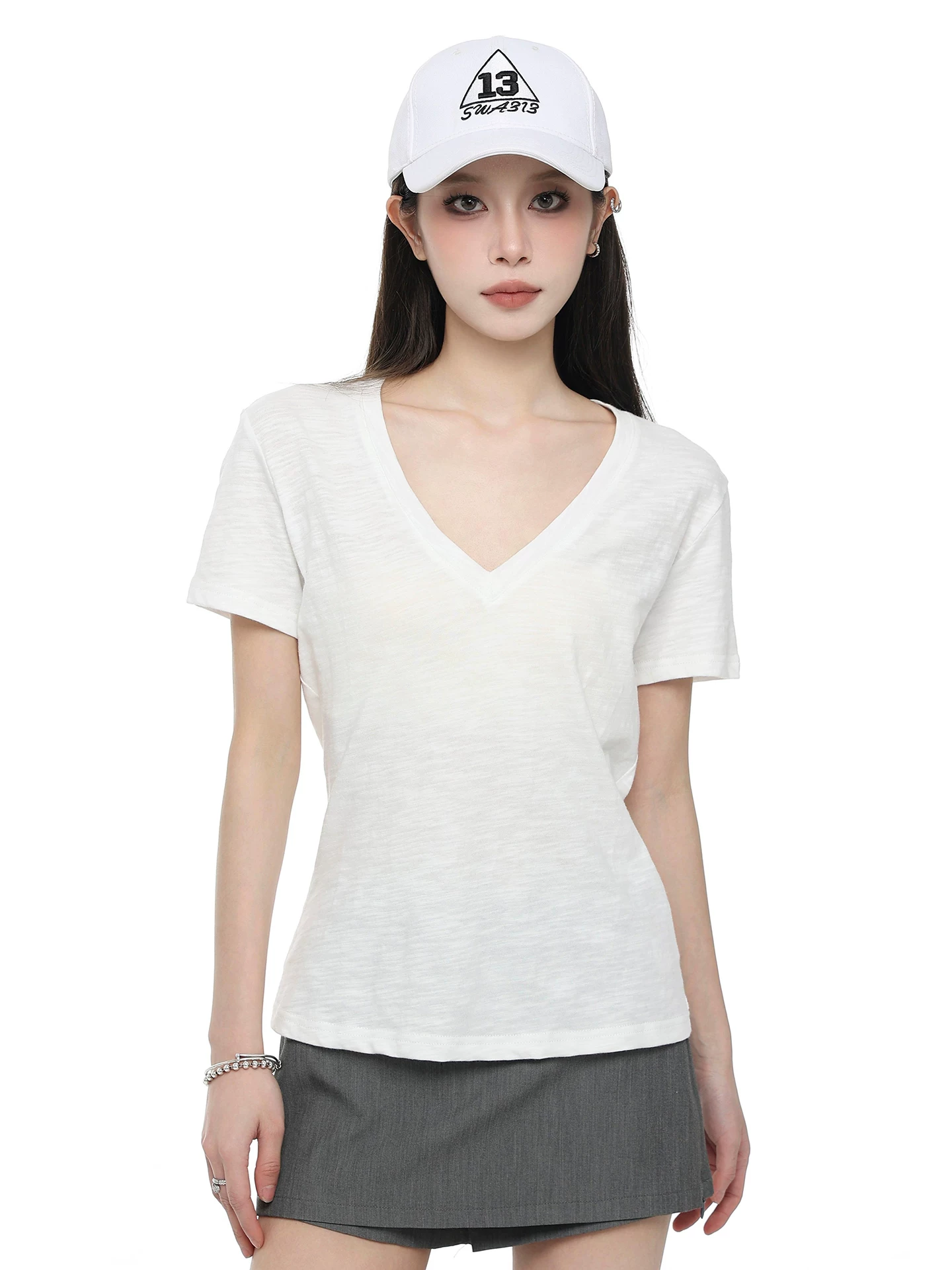 Vネック 半袖Tシャツ 商品写真