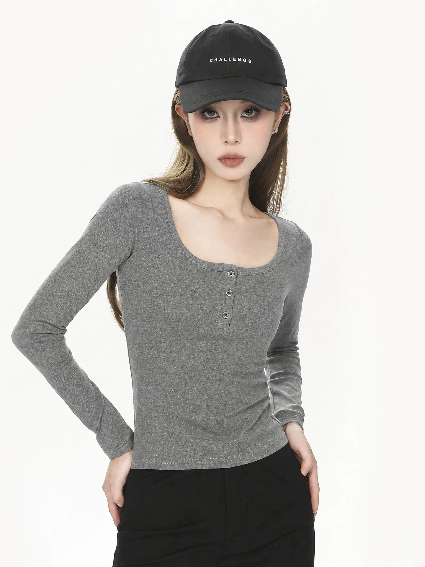 ショート丈 長袖Tシャツ 商品写真