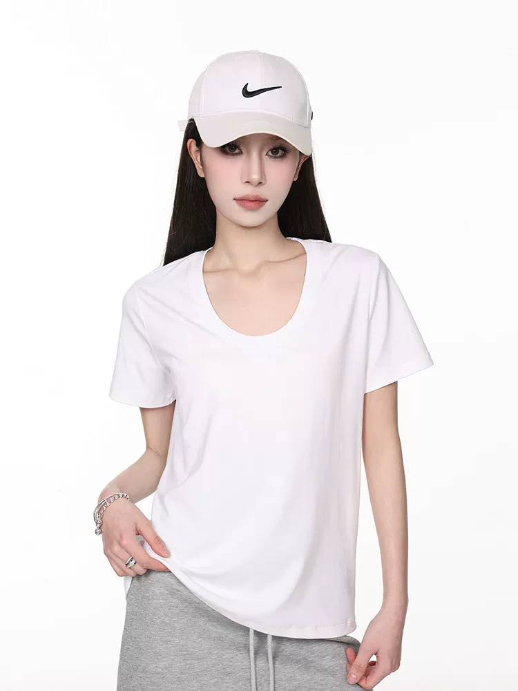 Uネック 半袖Tシャツ 商品写真