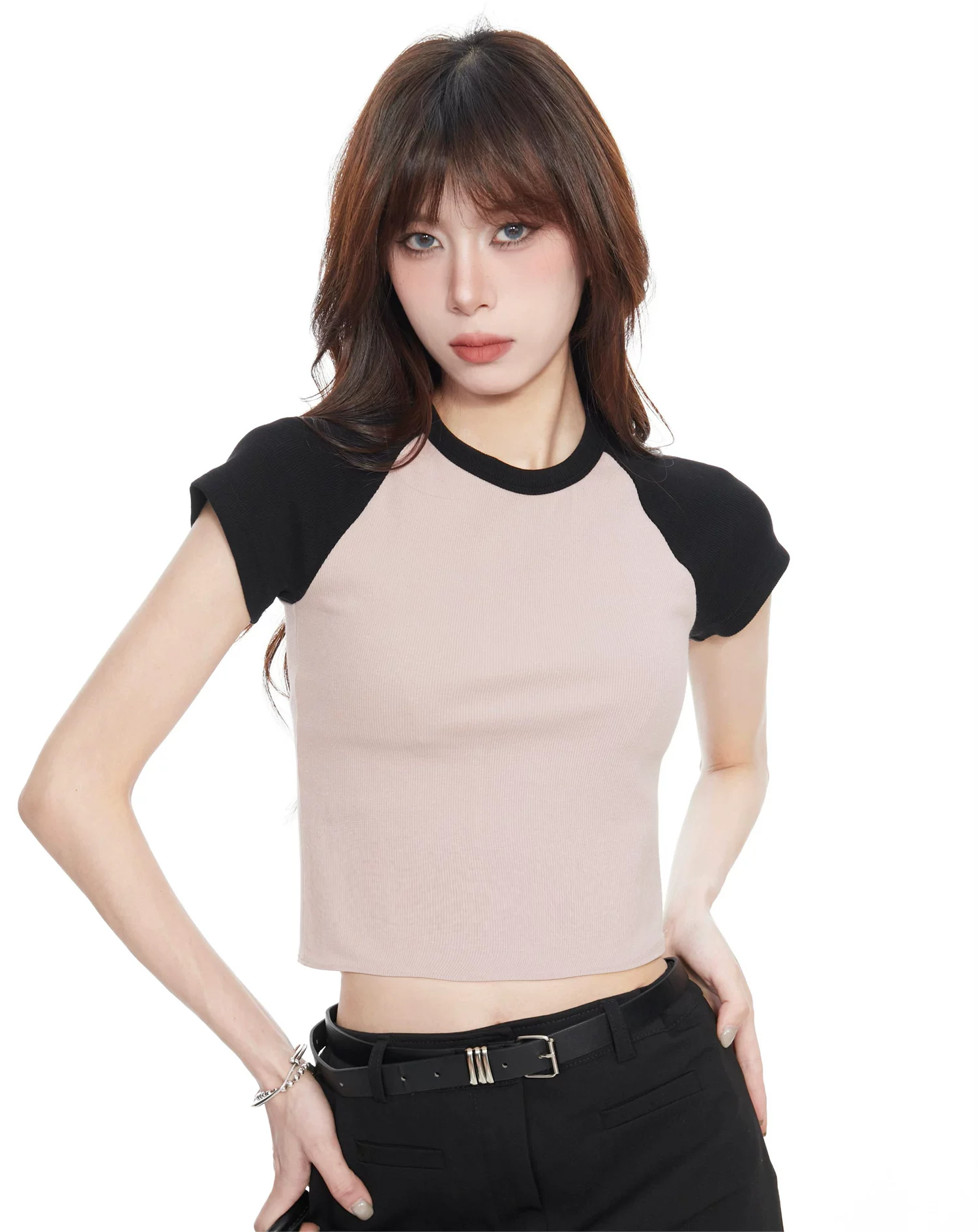 配色 ショート丈 半袖Tシャツ 商品写真