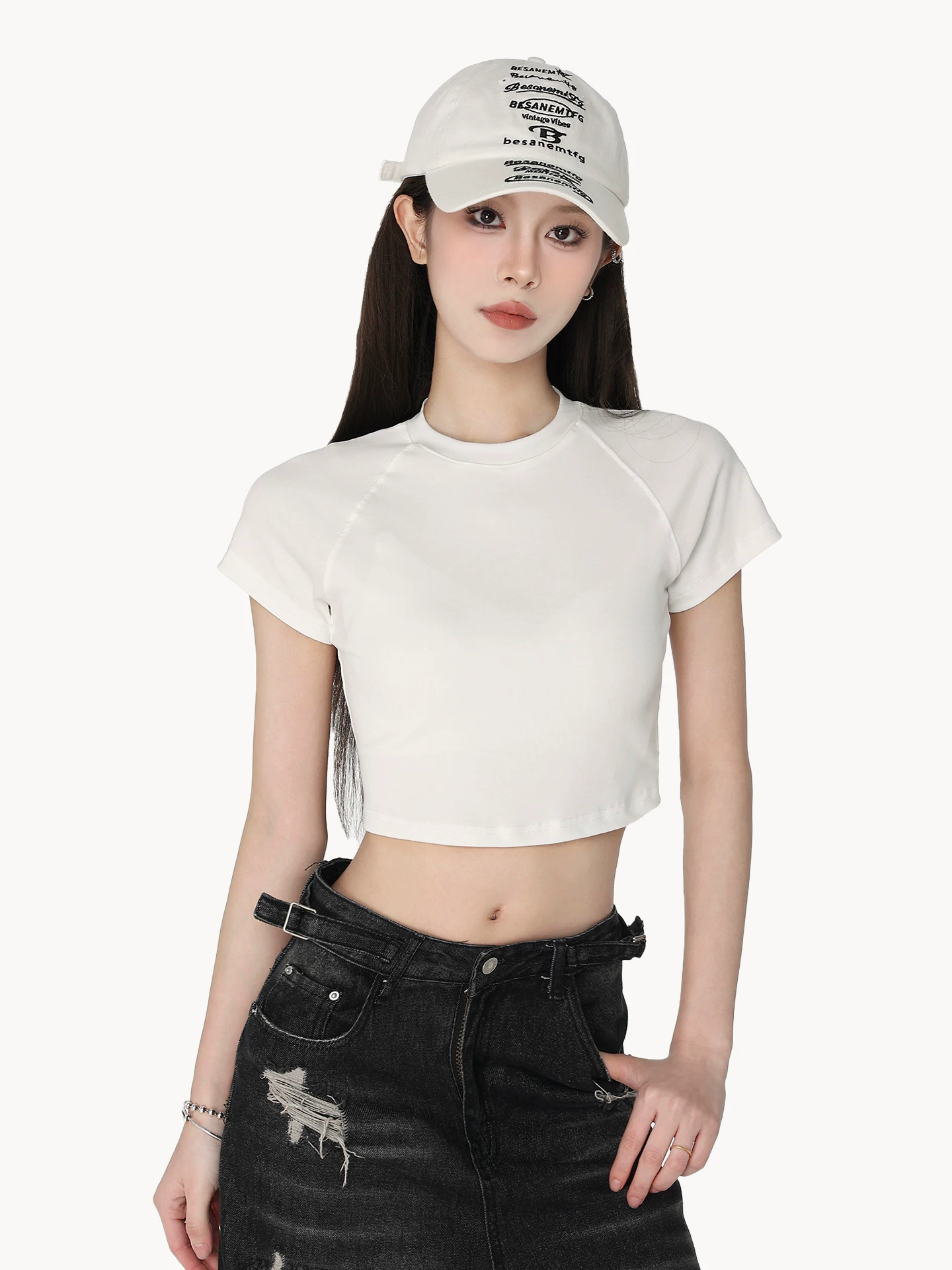 フレンチスリーブ ショート丈Tシャツ 商品写真