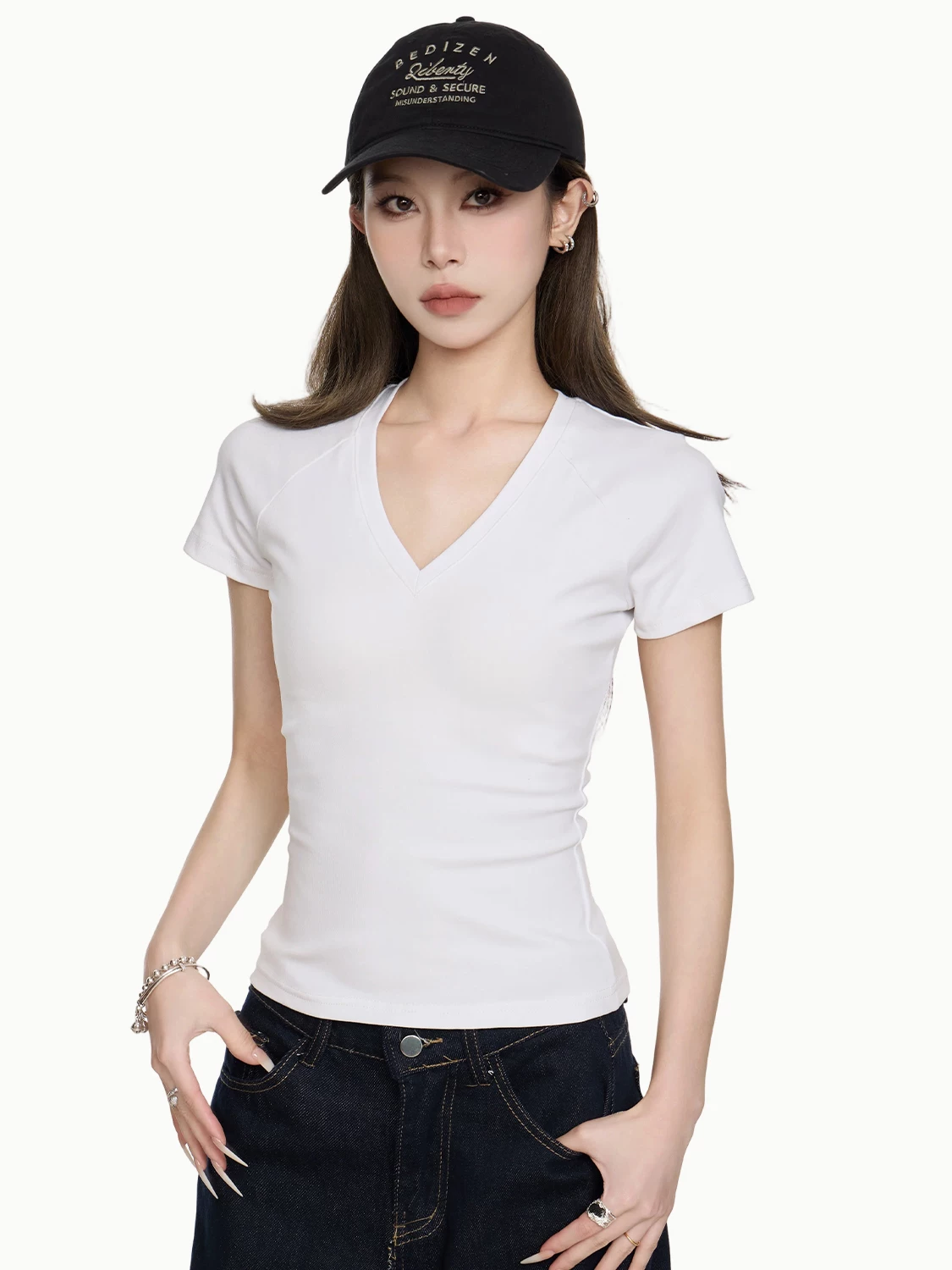 Vネック 半袖Tシャツ 商品写真