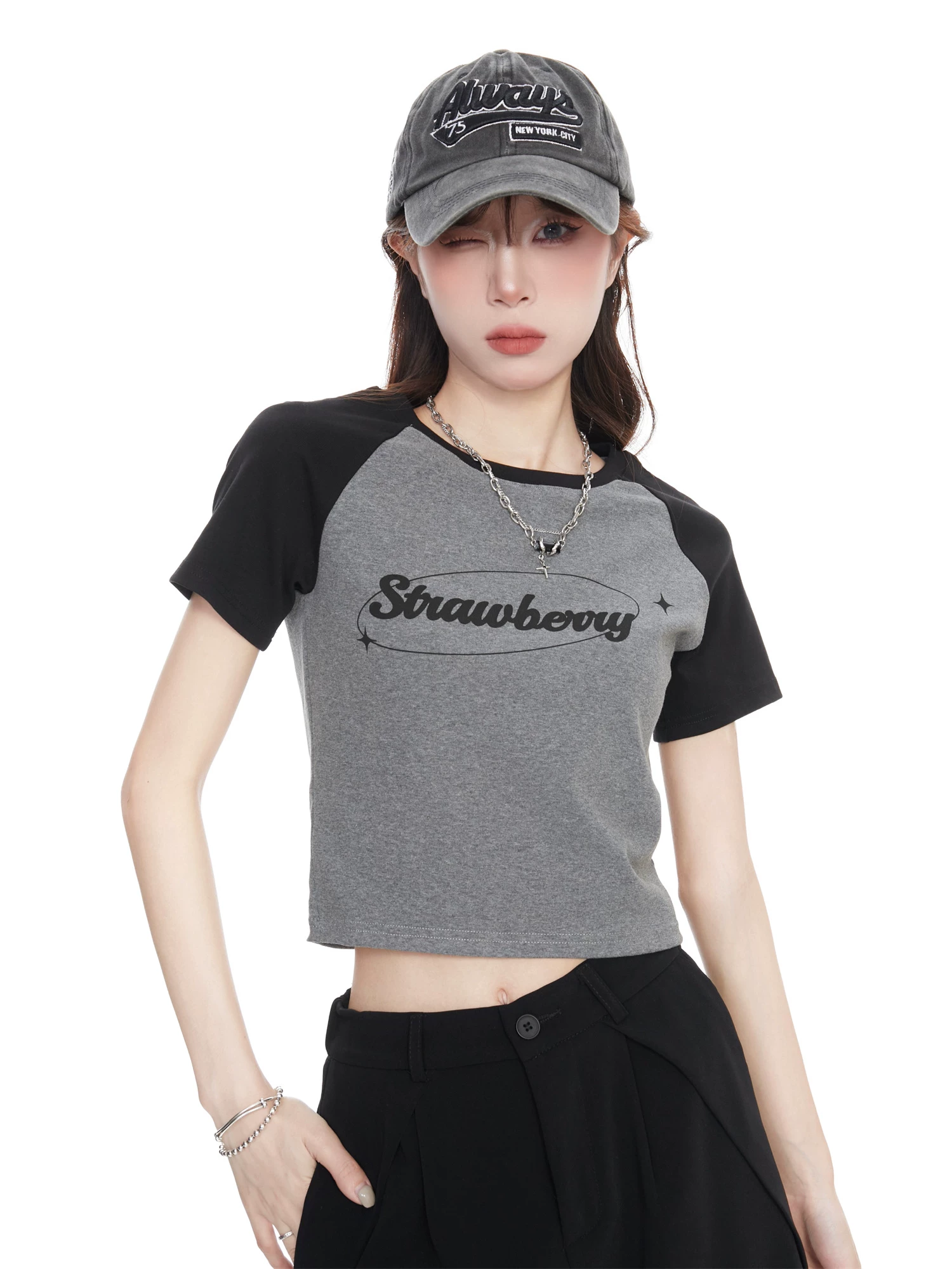 配色 ショート丈 半袖Tシャツ 商品写真