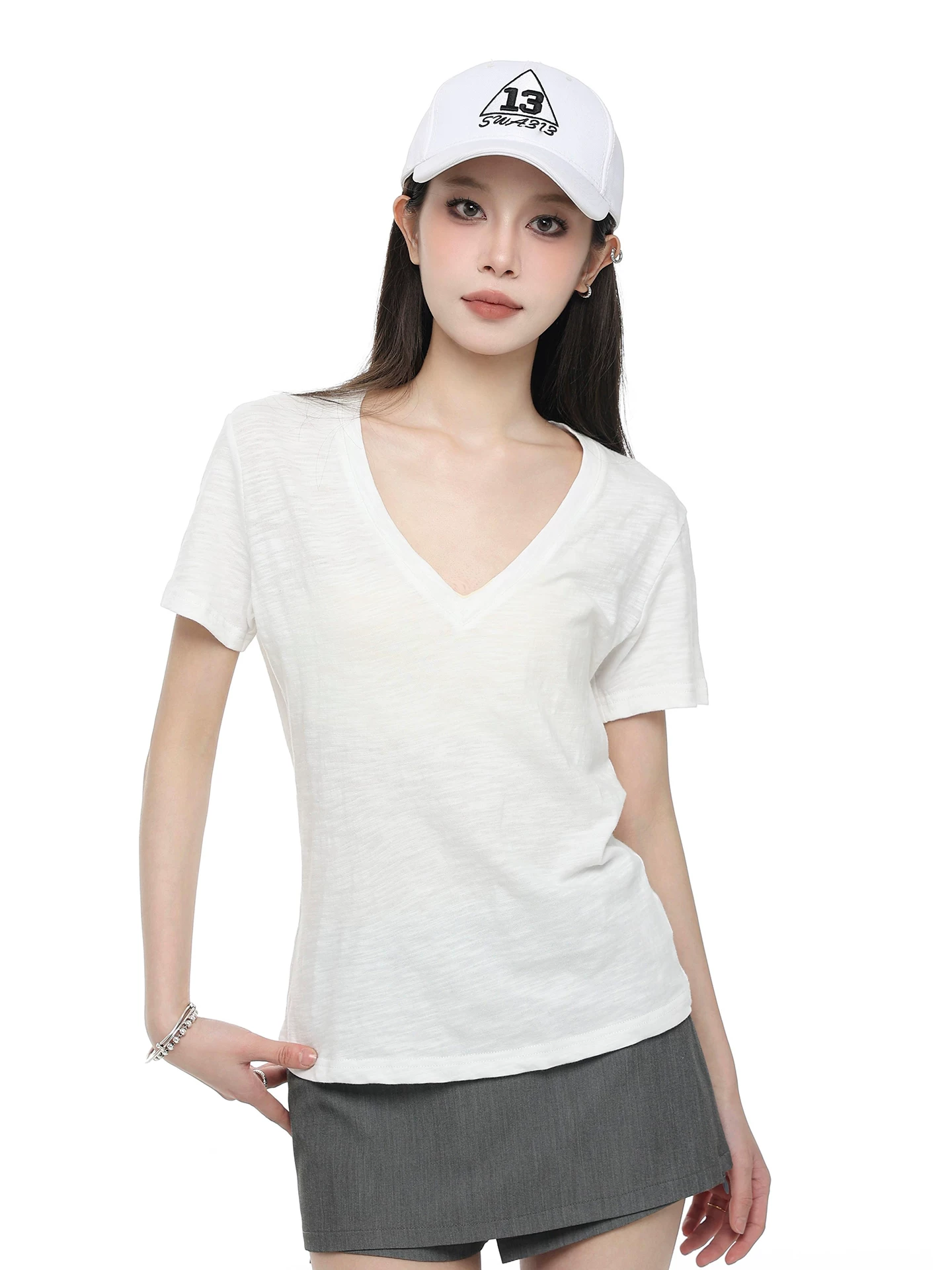 Vネック 半袖Tシャツ 商品写真
