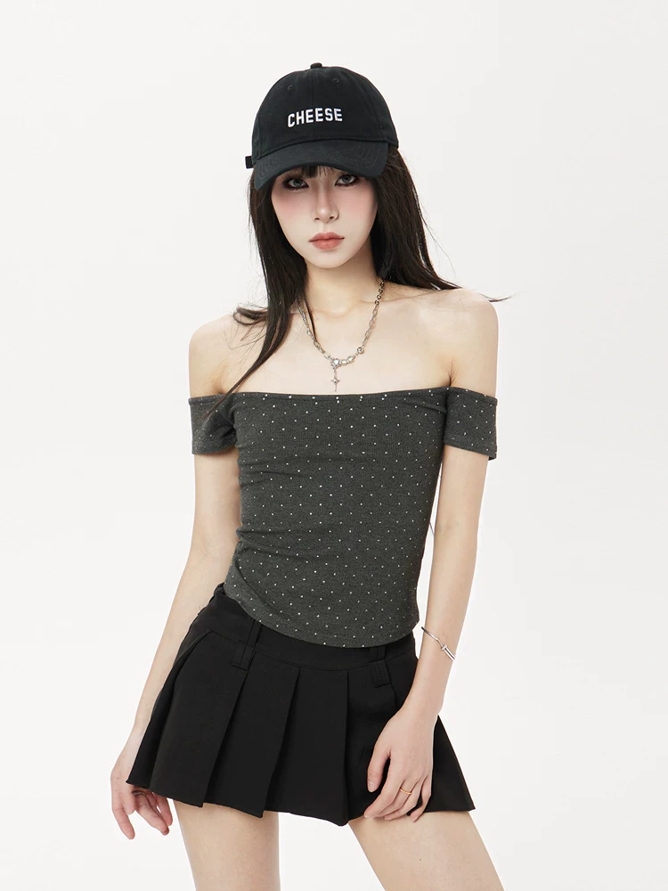 オフショルダー ショート丈 半袖Tシャツ 商品写真