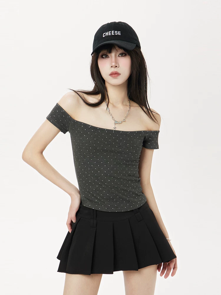 オフショルダー ショート丈 半袖Tシャツ 商品写真