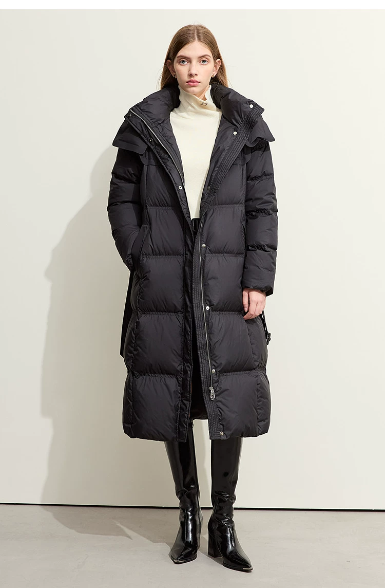 ベルト付き フードロングダウンコート｜Amii 商品写真