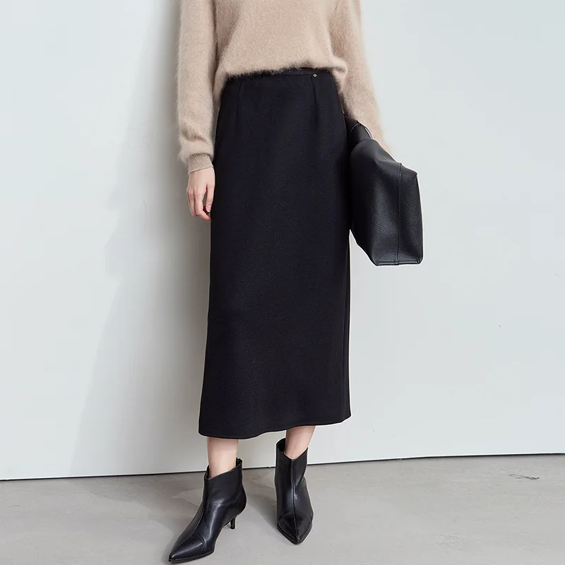 ウール混 ストレートロングスカート｜Amii 商品写真