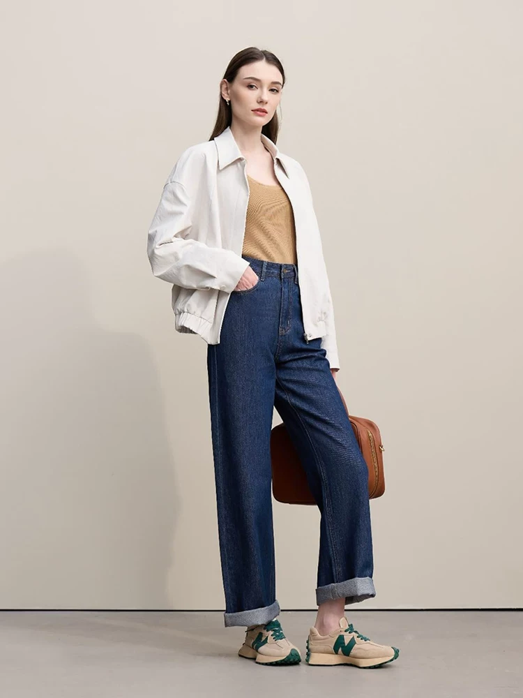 AMII リヨセル・コットン エンボスロゴ ストレートデニムパンツ 商品写真