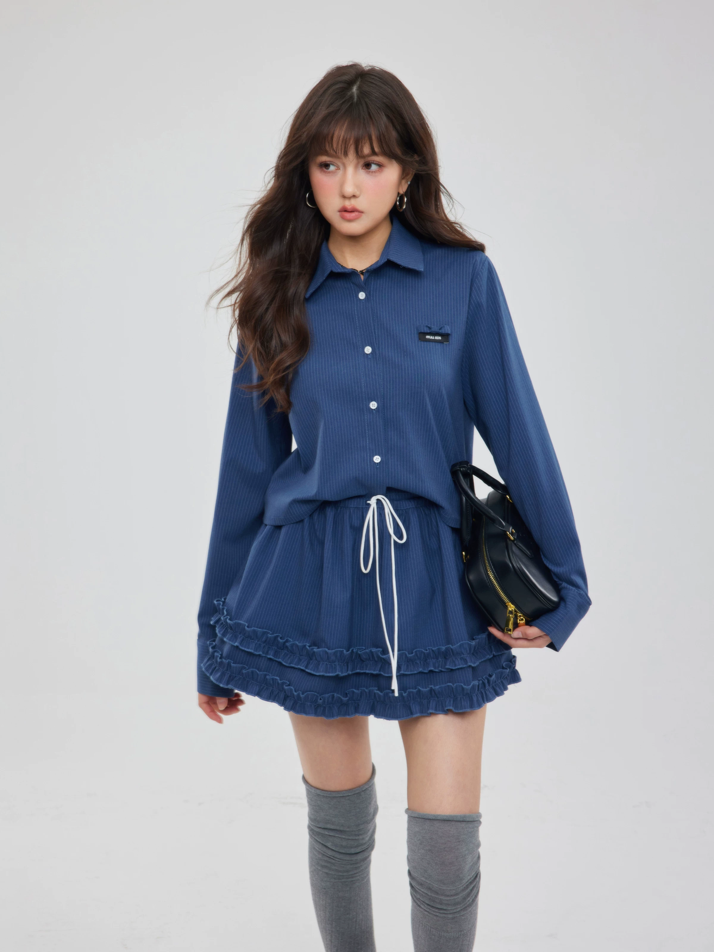 ブルー シャツ＆フリルスカパン セットアップ 商品写真