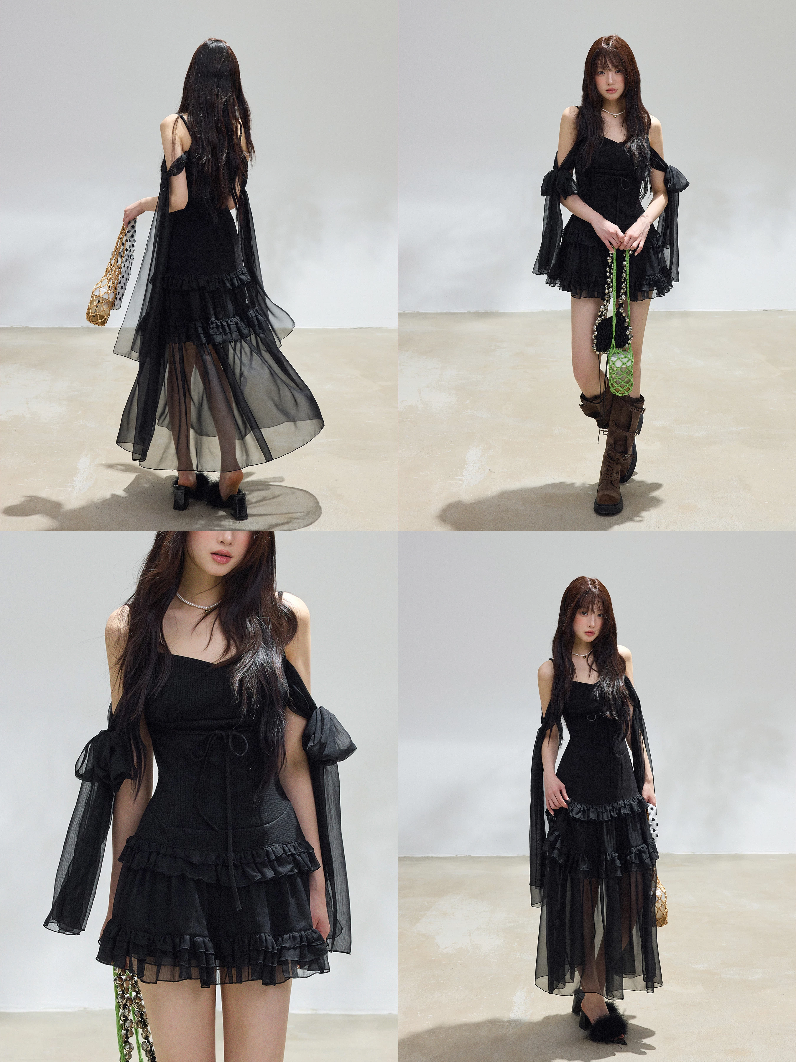 フリル切替 キャミソールワンピース（丈選択） 商品写真