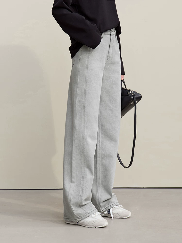 Amii ウォッシュ加工 切り替えデニムパンツ 商品写真