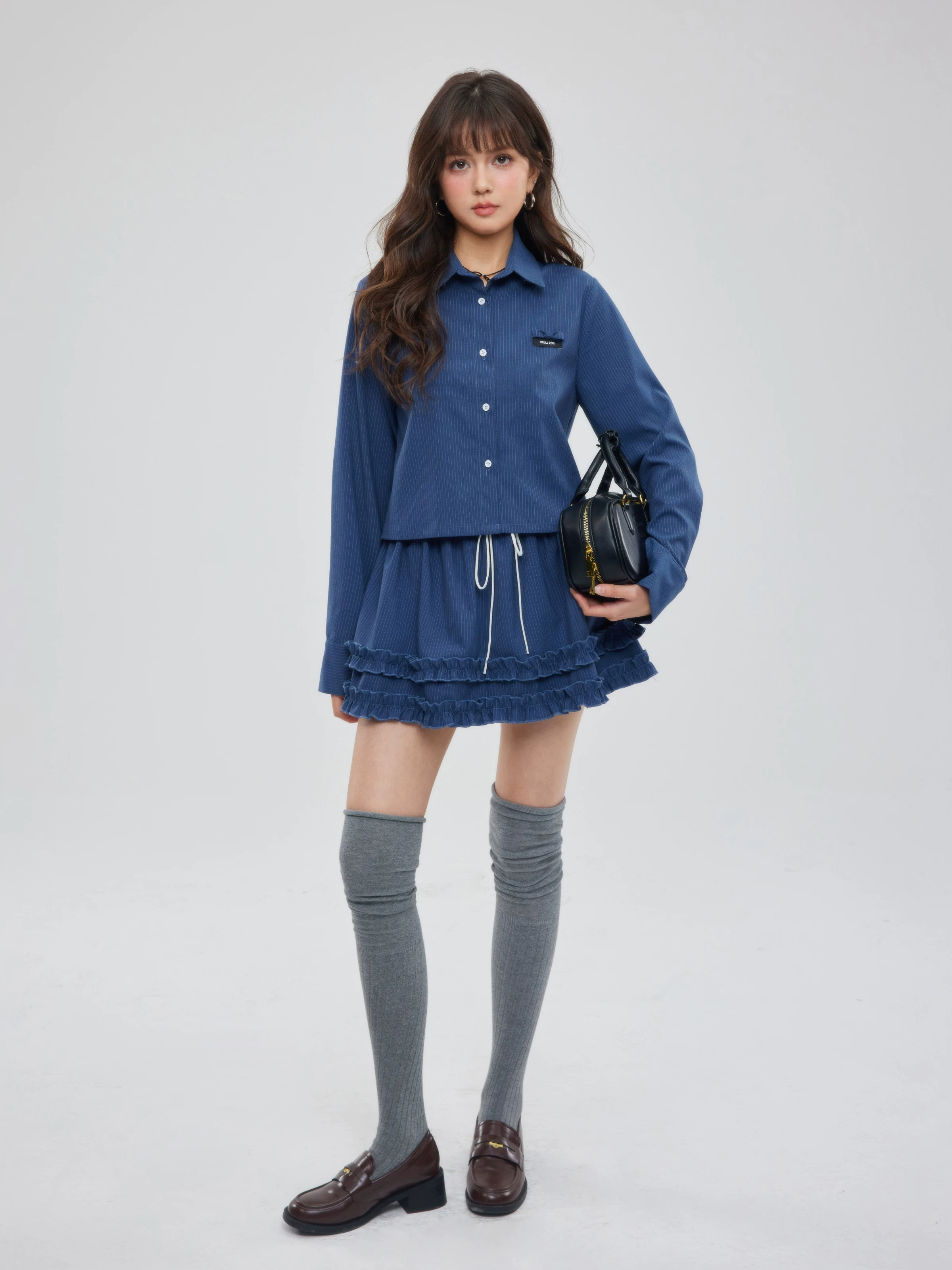 ブルー シャツ＆フリルスカパン セットアップ 商品写真