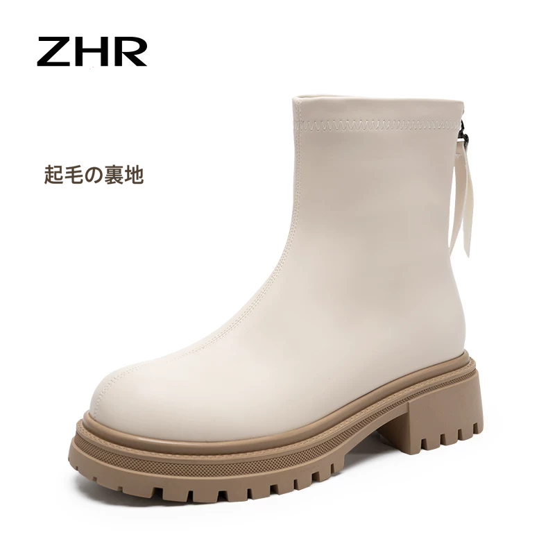 ZHR CQT15MA ボア裏地 5cmヒール ショートブーツ