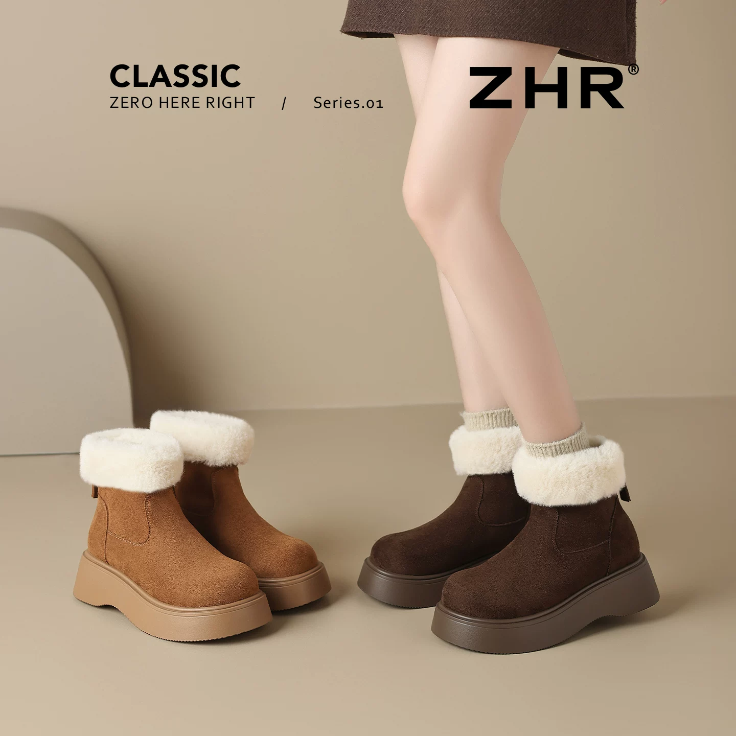 ZHR 厚底ボア ショートブーツ