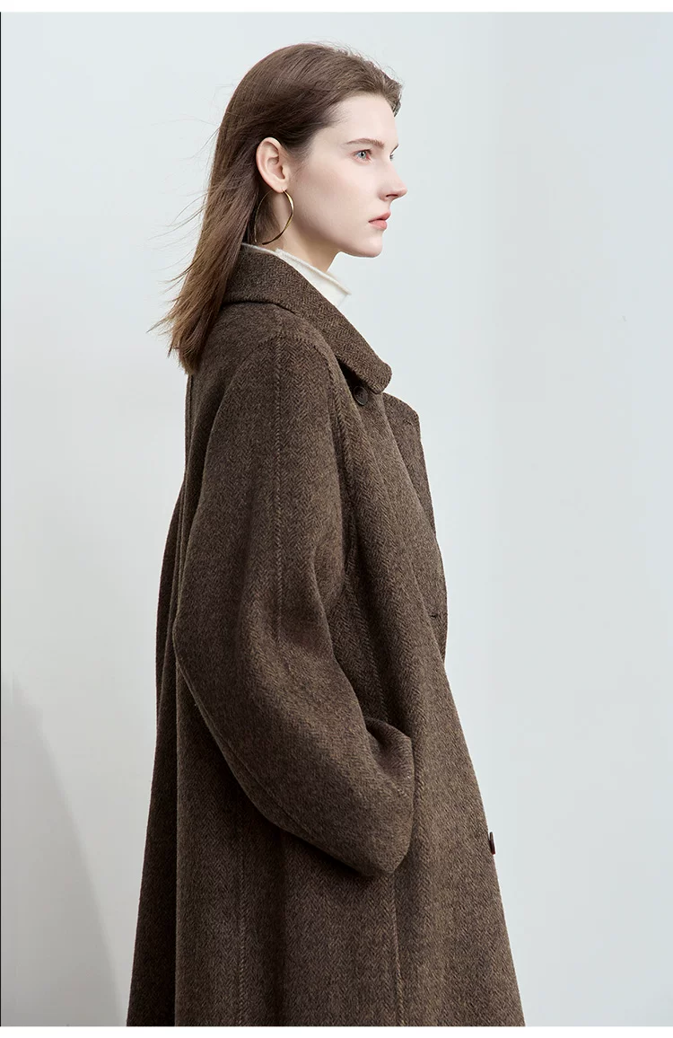 ウール混 ダブルフェイス ロングコート｜Amii 商品写真