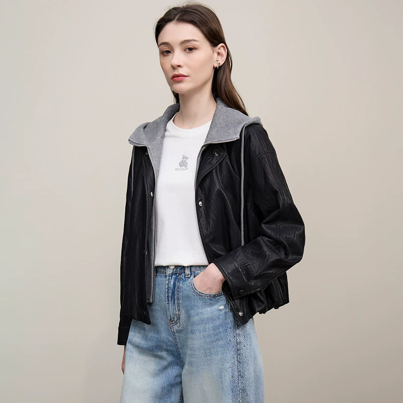 AMII フード切替 フェイクレザージャケット 商品写真